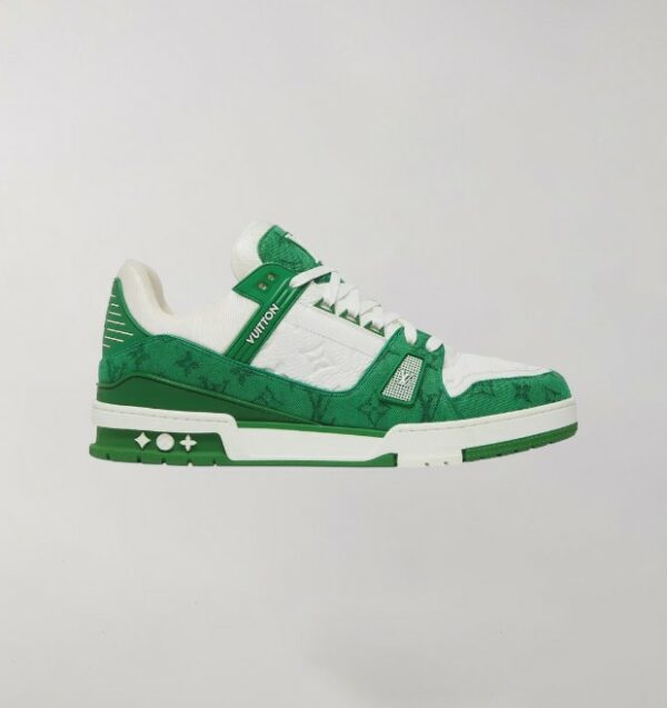 Louis Vuitton Trainer Green Monogram Denim White