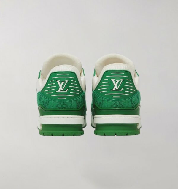 Louis Vuitton Trainer Green Monogram Denim White - Image 3