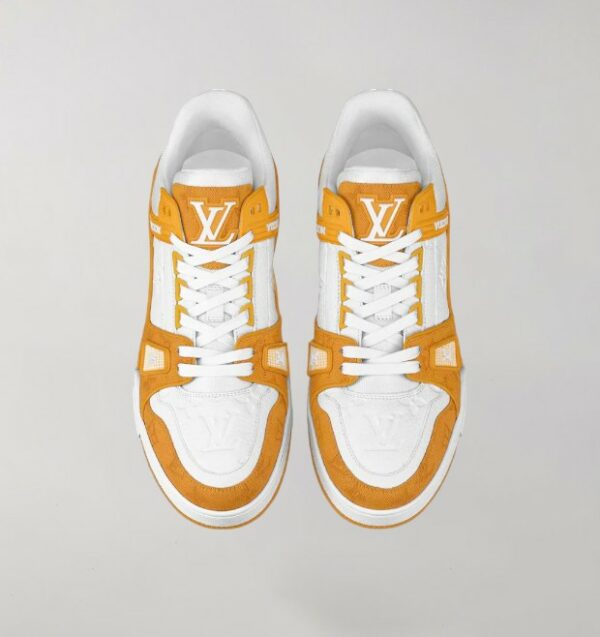 Louis Vuitton Trainer Yellow Monogram Denim White - Image 4